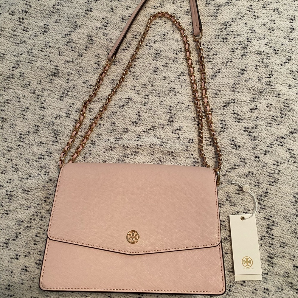 NWT Tory Burch Robinson Shoulder Bag Purse in Pink